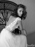 Ivory Cap Sleeve See Through Boho Wedding Dresses Beach Bridal Dress AWD1415-SheerGirl