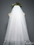 Ivory Cathedral Veil with Blusher Lace Applique Long Wedding Veil ACC1068-SheerGirl