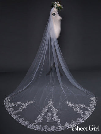 Two Tier Ivory Lace Short Bridal Veils Mid Length Wedding Veil ACC1065 –  SheerGirl