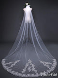 Ivory Cathedral Veils with Lace and Beaded Hemline ACC1076-SheerGirl