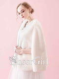 Ivory Faux Fur Birdal Wraps Short Wedding Capes for Winter WJ0008-SheerGirl