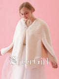 Ivory Faux Fur Birdal Wraps Short Wedding Capes for Winter WJ0008-SheerGirl