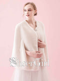 Ivory Faux Fur Birdal Wraps Short Wedding Capes for Winter WJ0008-SheerGirl