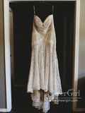 Ivory Lace Beach Wedding Dresses Sweetheart Neck Rustic Boho Wedding Dresses AWD1156-SheerGirl