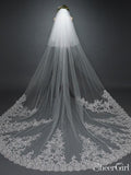 Ivory Lace Cathedral Veil with Blusher Long Wedding Veil ACC1071-SheerGirl