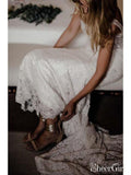 Ivory Lace Country Wedding Dresses V Neck Mermaid Wedding Dress AWD1175-SheerGirl