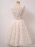 Ivory Lace Homecoming Dresses Square Neck Short Prom Dress ARD2383-SheerGirl