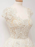 Ivory Lace Short Homecoming Dresses A-line Formal Dress With Cap Sleeves ARD2446-SheerGirl