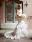 Ivory Mermaid Wedding Dresses Strapless Sexy Multilayered Wedding Dresses AWD1089