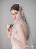 Ivory Tulle Wedding Veils One Layer Bridal Veil with Lace Hem ACC1049-SheerGirl