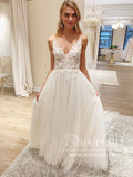 Ivory Vivid Flowers Wedding Dress with Unlined Bodice and V-neck Neckline AWD1700-SheerGirl