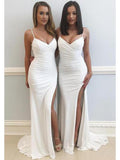 Ivory White Mermaid Bridesmaid Dresses Sexy Bridesmaid Dress with Slit ARD1395-SheerGirl