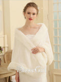 Ivory Winter Wedding Faux Fur Bridal Wraps WJ0006-SheerGirl