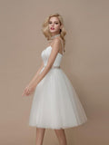 Knee Length Casual Wedding Dresses Beaded Short Summer Wedding Dresses AWD1033-SheerGirl