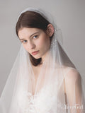 Knee Length Juliet Cap Veils Asymmetrical Hem Bridal Veil ACC1082-SheerGirl