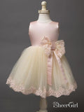 Lace Appliqued Mid Length Blush Pink Toddler Flower Girl Dresses ARD1311-SheerGirl