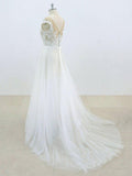 Lace Appliqued See Through Beach Wedding Dresses Summer Wedding Dress SWD0062-SheerGirl