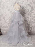 Lace Grey Organza Prom Dresses for Juniors Mutilayered Quiceanera Dress Ballgowns ARD1039-SheerGirl