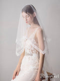 Lace Hemline Ivory Tulle Wedding Veils ACC1051-SheerGirl