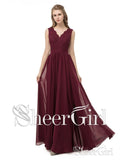 Lace and Chiffon Burgundy Bridesmaid Dresses,Long Simple Prom Dresses APD3120-SheerGirl