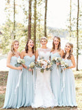 Light Blue Bridesamid Dresses Strapless Long Maxi Cheap Bridesmaid Dresses ARD1148-SheerGirl