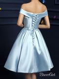 Light Blue Cheap Graduation Dresses Off the Shoulder Homecoming Dresses ARD1320-SheerGirl