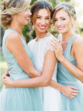 Light Blue High Low Bridesmaid Dress Tea Length Bridesmaid Dresses ARD1376-SheerGirl