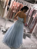 Light Blue Sweatheart Embroidered and Tulle Ball Gown Prom Dress ARD2564-SheerGirl