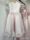 Light Pink Lace Flower Girl Dresses with Sash ARD2027-SheerGirl