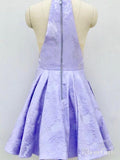 Lilac Jacquard Floral Homecoming Dresses with Pocket Halter Graduation Dress ARD1469-SheerGirl