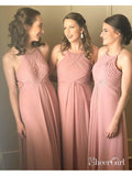 Long Cheap Chiffon Pink Bridesmaid Dress Halter Bridesmaid Dresses PB10038-SheerGirl