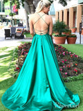 Long Cheap Simple Prom Dress Side Slit Pocket Spaghetti Strap Prom Dresses APD3400-SheerGirl