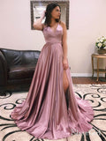 Long Cheap Simple Prom Dress Side Slit Pocket Spaghetti Strap Prom Dresses APD3400-SheerGirl