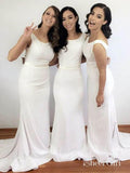 Long Cheap White Mermaid Bridesmaid Dresses Fitted Formal Evening Dress PB10097-SheerGirl