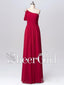 Long Chiffon Bridesmaid Dress One Shoulder Cheap Simple Mother of Bride Dresses APD3289