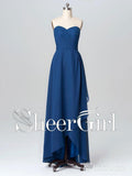 Long Chiffon Formal Evening Dresses Strapless Lace Appliqued High Low Bridesmaid Dresses APD3293-SheerGirl