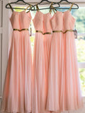 Long Chiffon Maxi Pink Bridesmaid Dresses Cheap Maternity Bridesmaid Dresses APD3518-SheerGirl