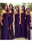 Long Dark Purple Bridesmaid Dresses Strapless Bridesmaid Dress with Slit ARD1175