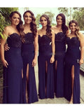 Long Dark Purple Bridesmaid Dresses Strapless Bridesmaid Dress with Slit ARD1175-SheerGirl