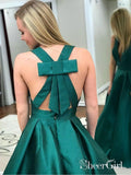 Long Green Deep V-Neck Bowknot Formal Evening Ball Gowns with Pocket Prom Dresses APD3240-SheerGirl