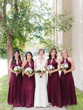 Long Halter Plum Bridesmaid Dresses Plus Size Jersey Bridesmaid Dress ARD1550-SheerGirl