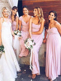 Long Pink Mismatched Bridesmaid Dresses Cheap Plus Size Bridesmaid Dresses ARD1164-SheerGirl