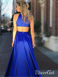 Long Quinceanera Dress with Pocket Thigh Slit Royal Blue Prom Dresses 2018 APD3275-SheerGirl