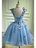 Long Sky Blue Prom Dresses Butterfly Applique Quinceanera Dresses ARD1331-SheerGirl