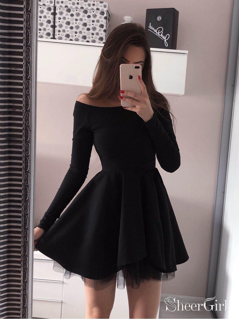 Lace Black Long-Sleeve Evening Dress With Leg Slit, Lace Black Prom Dr –  morievent