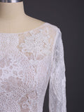 Long Sleeve Ivory Lace Wedding Dresses See Through Backless Boho Wedding Dresses AWD1115-SheerGirl