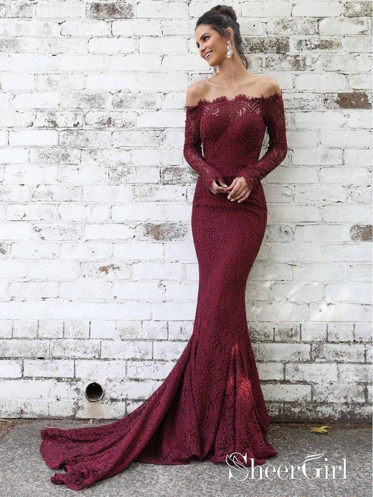 Burgundy A-Line Tulle Velvet Long Prom Dress, Burgundy Formal Evening –  toptby