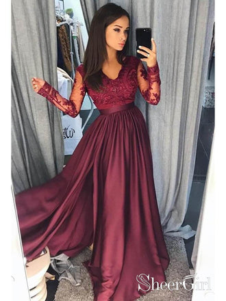 Long Sleeves Prom Dress Slit Skirt, Ball Gown, Sweet 16 Dress, Winter –  Promcoming