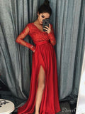 Long Sleeve Lace Prom Dresses See Through Thigh Split Evening Gowns ARD1442-SheerGirl