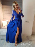 Long Sleeve Lace Prom Dresses See Through Thigh Split Evening Gowns ARD1442-SheerGirl